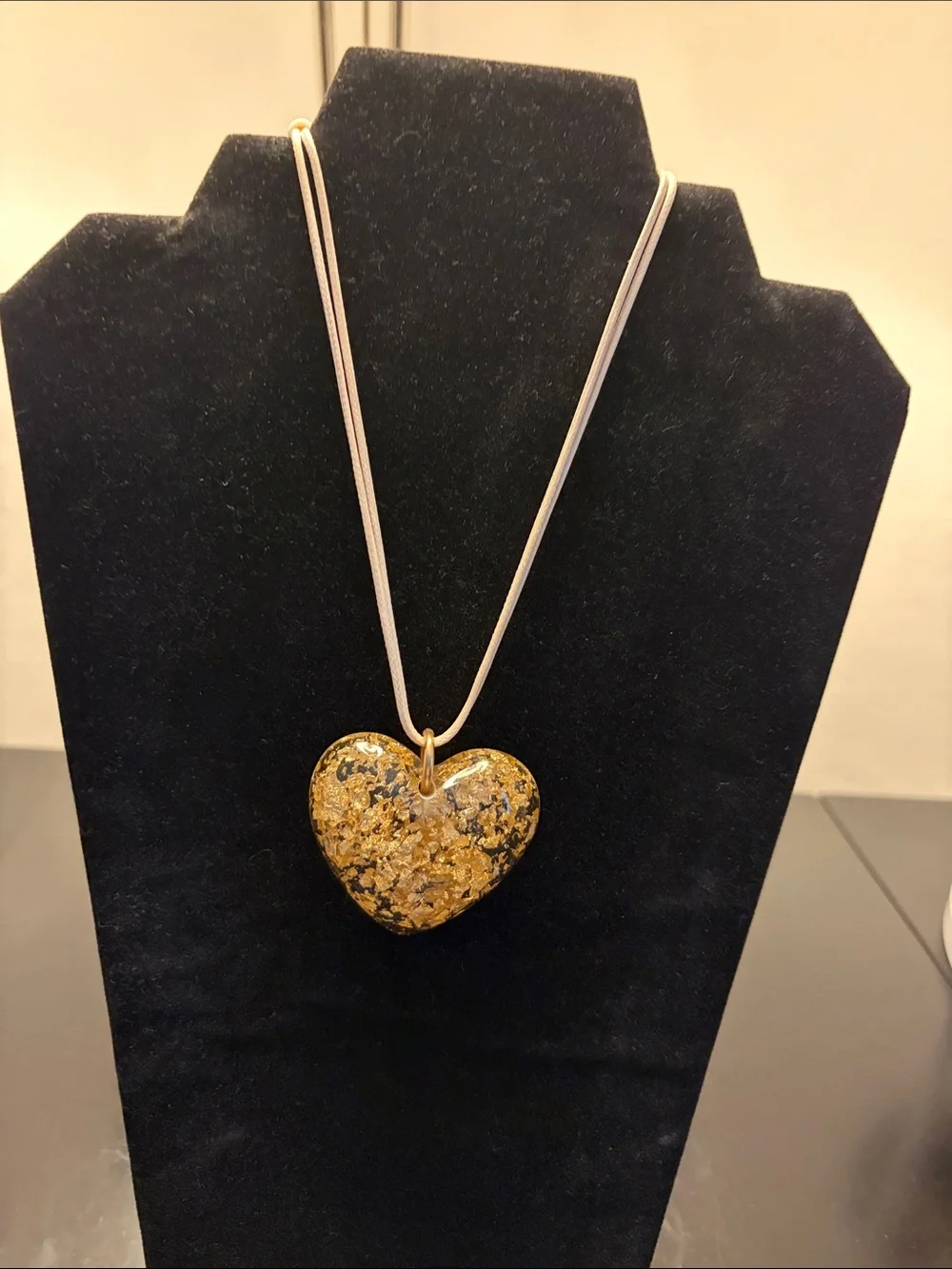 Gold Fleck Heart Pendant Necklace - Women's Jewelry